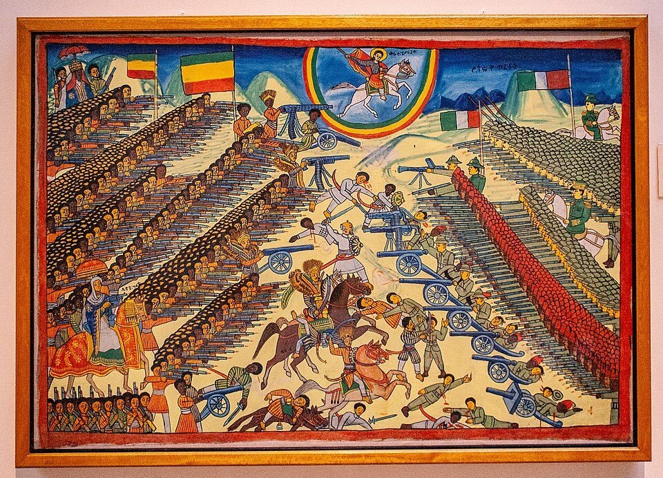 Peinture éthiopienne représentant la bataille d'Adoua