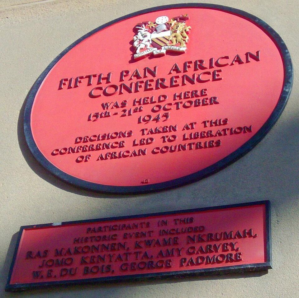 Plaque commémorant le cinquième congrès panafricain à Manchester