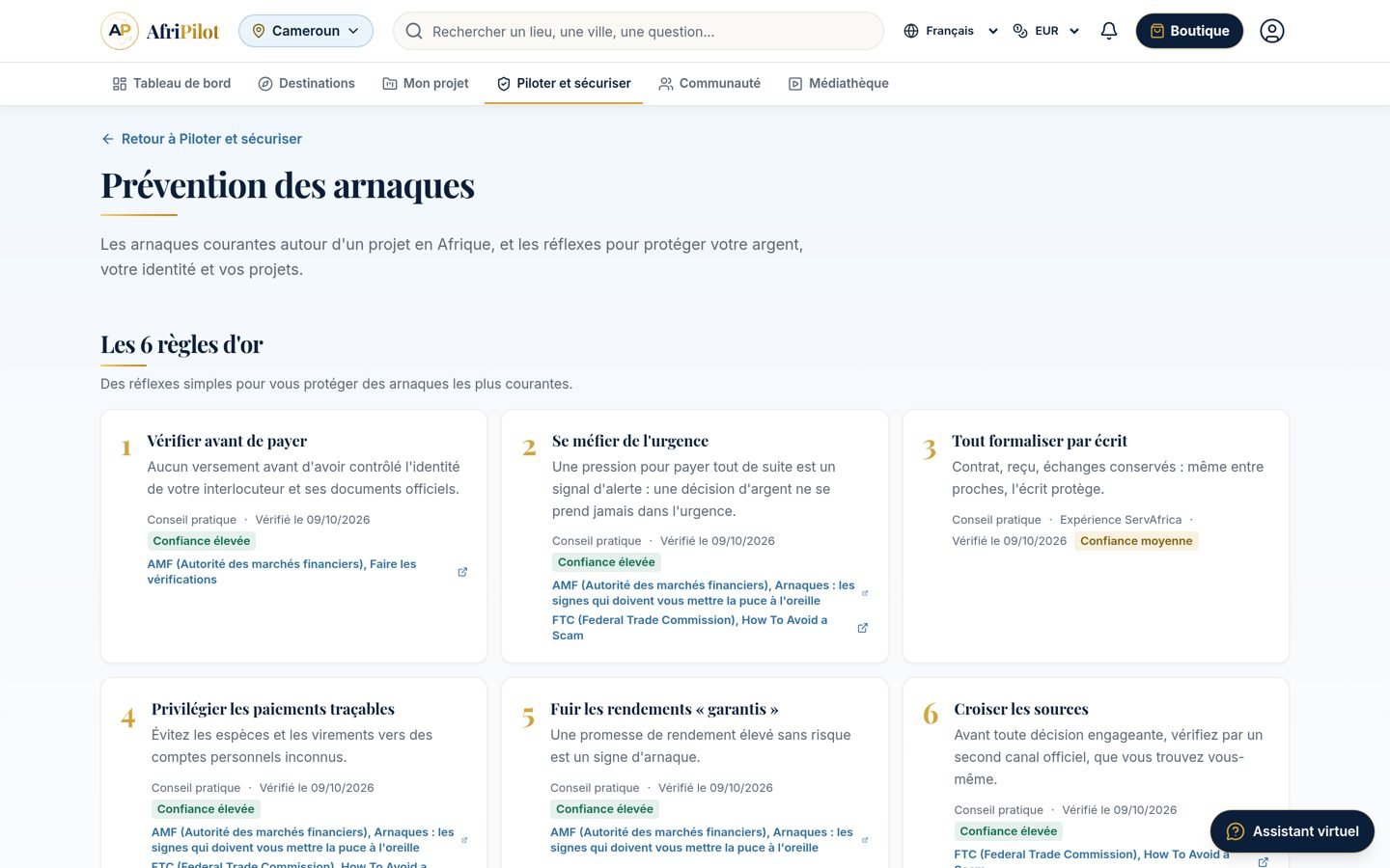 Prévention des arnaques dans AfriPilot : les six règles d'or sourcées