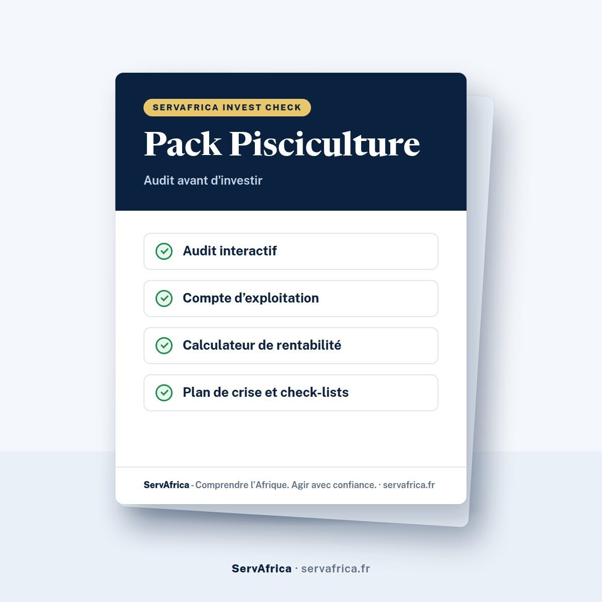 Couverture ServAfrica : Pack filière Pisciculture — ServAfrica Invest Check